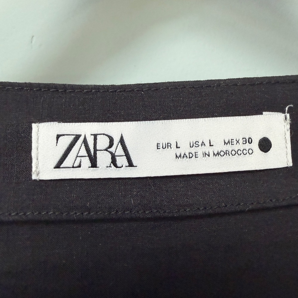 Zara Charcoal Boat Neck Tie Waist Long Sleeve Women's Top | Size Large - Picture 3 of 4